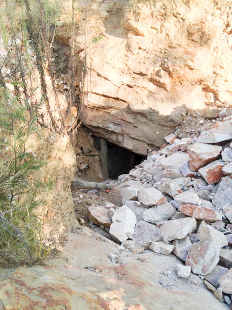 The entrance to a small mine working
